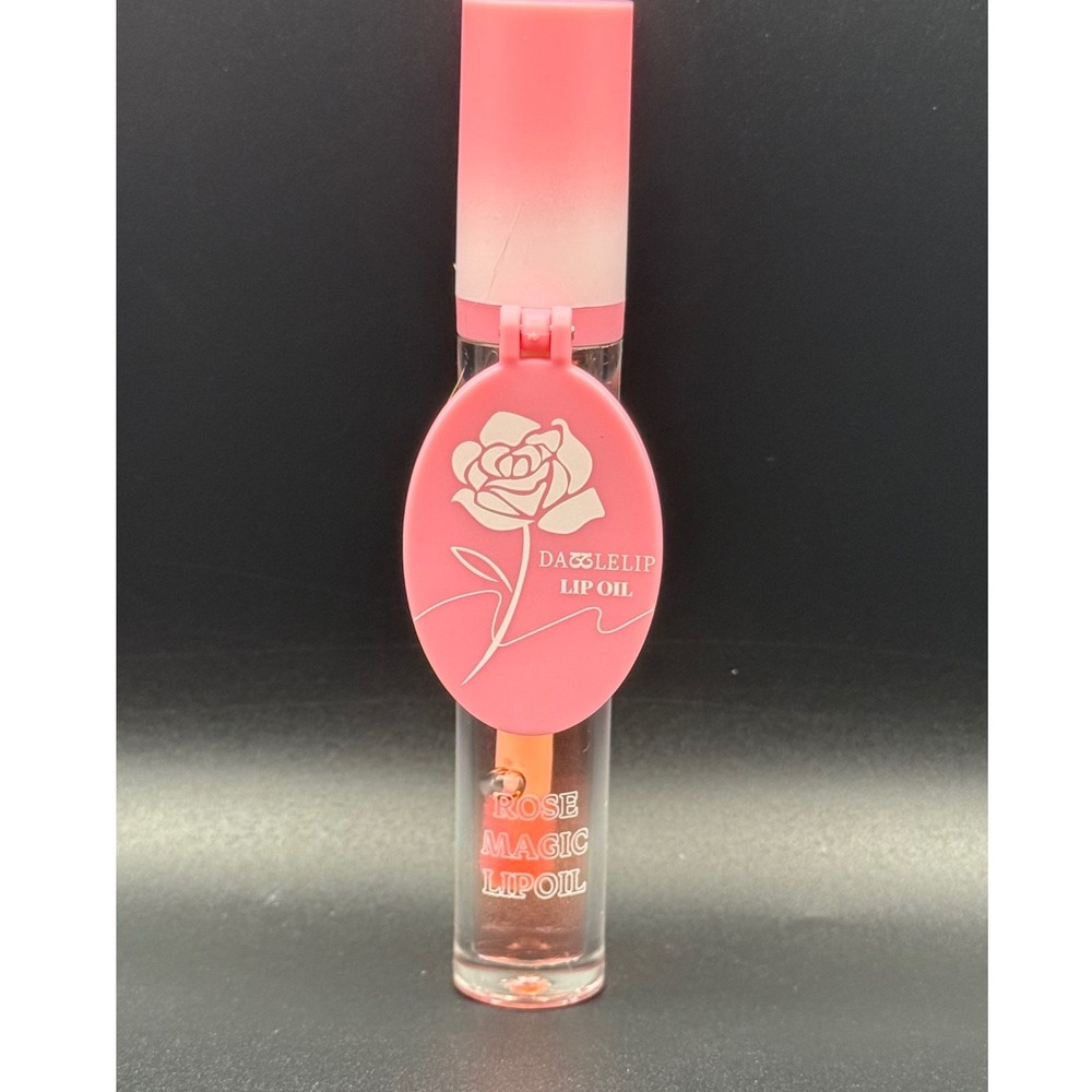 Dazzlelip Rose Magic Lip Oil 03 Pink Tinted Gloss with Built-in Mirror Compact